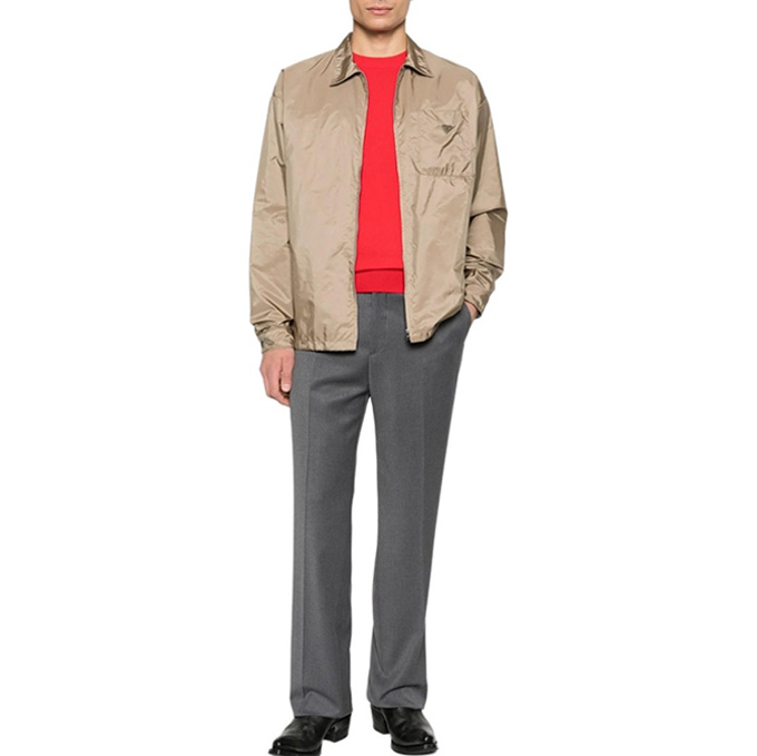 prada triangle logo point collar lightweight zip jacket